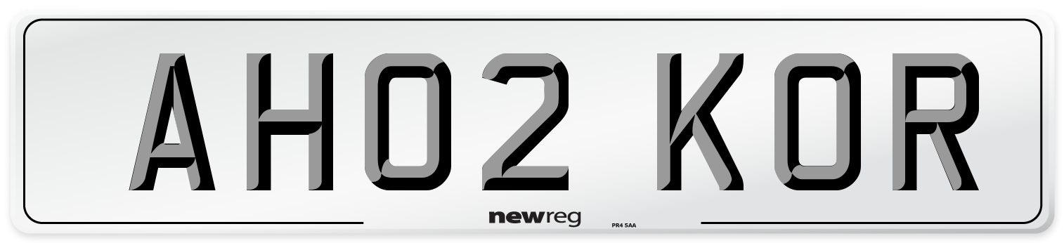 AH02 KOR Number Plate from New Reg